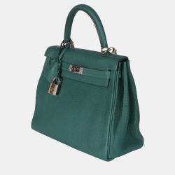 Pre Owned Hermes Malachite Togo Retourne Kelly 25 PHW