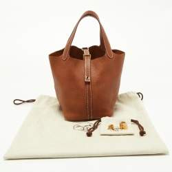 Pre Owned Hermes Fauve Barenia Faubourg Leather Picotin Lock 18 Bag