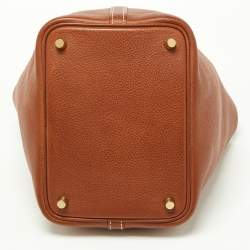 Pre Owned Hermes Fauve Barenia Faubourg Leather Picotin Lock 18 Bag