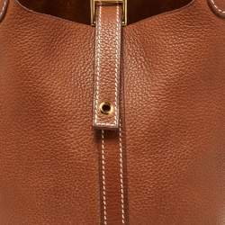 Pre Owned Hermes Fauve Barenia Faubourg Leather Picotin Lock 18 Bag