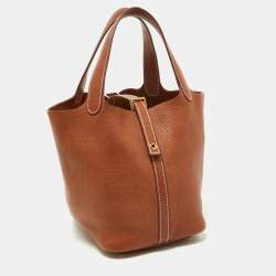 Pre Owned Hermes Fauve Barenia Faubourg Leather Picotin Lock 18 Bag