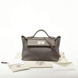 Pre Owned Hermes Etain Togo and Swift Leather Palladium Finish 24/24 29 Bag