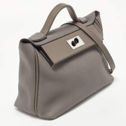 Pre Owned Hermes Etain Togo and Swift Leather Palladium Finish 24/24 29 Bag