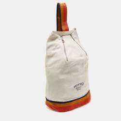 Hermes Natural Toile Chevron Cavalier Sling Bag