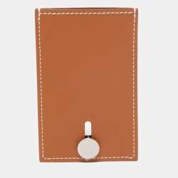 Pre Owned Hermès Gold Evercolor Leather Diablo Card Holder
