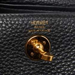 Hermès Black Taurillon Clemence Leather Gold Finish Mini Lindy Bag