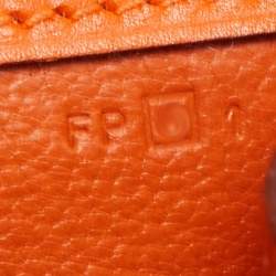 Pre Owned Hermes Orange Tadelakt Leather Medor 23 Clutch