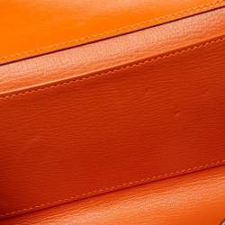 Pre Owned Hermes Orange Tadelakt Leather Medor 23 Clutch