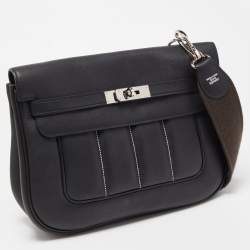 Hermes Black Swift Leather Palladium Finish Berline 28 Bag