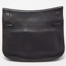 Hermes Black Taurillion Clemence Leather Palladium Finish Jypsiere 28 Bag