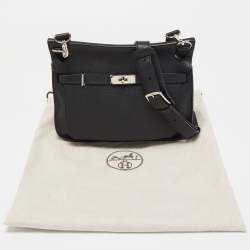 Hermes Black Taurillion Clemence Leather Palladium Finish Jypsiere 28 Bag