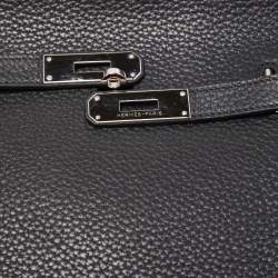 Hermes Black Taurillion Clemence Leather Palladium Finish Jypsiere 28 Bag