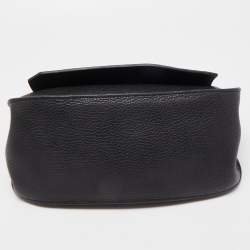 Hermes Black Taurillion Clemence Leather Palladium Finish Jypsiere 28 Bag