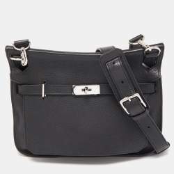Hermes Black Taurillion Clemence Leather Palladium Finish Jypsiere 28 Bag