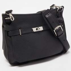 Hermes Black Taurillion Clemence Leather Palladium Finish Jypsiere 28 Bag