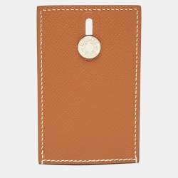 Pre Owned Hermes Gold Epsom Lather Diablo Card Holder