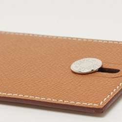 Pre Owned Hermes Gold Epsom Lather Diablo Card Holder