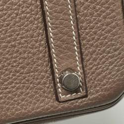 Hermes Etoupe Taurillion Clemence Leather Palladium Finish Birkin 30 Bag