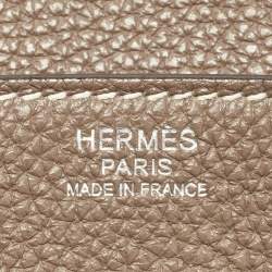 Hermes Etoupe Taurillion Clemence Leather Palladium Finish Birkin 30 Bag
