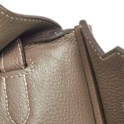 Hermes Etoupe Taurillion Clemence Leather Palladium Finish Birkin 30 Bag