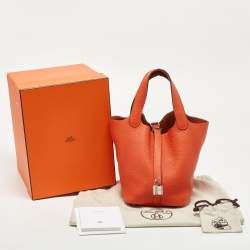 Hermes Feu Taurillion Clemence Leather Picotin Lock 18 Bag