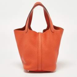 Hermes Feu Taurillion Clemence Leather Picotin Lock 18 Bag