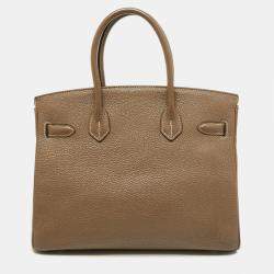 Hermes Etoupe Togo Leather Palladium Finish Birkin 30 Bag