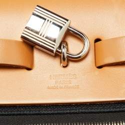 Hermès Black/Natural/Ecru Toile Viking and Vache Hunter Leather Herbag 31 Bag