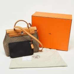Hermès Black/Natural/Ecru Toile Viking and Vache Hunter Leather Herbag 31 Bag