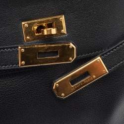 Hermes Black Gulliver Leather Gold Finish Kelly 35 Bag