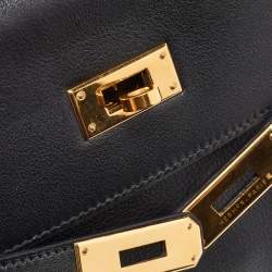 Hermes Black Gulliver Leather Gold Finish Kelly 35 Bag