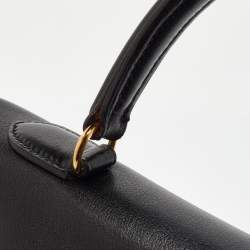 Hermes Black Gulliver Leather Gold Finish Kelly 35 Bag