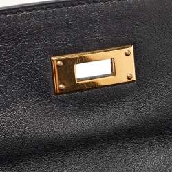 Hermes Black Gulliver Leather Gold Finish Kelly 35 Bag