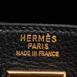 Hermes Black Gulliver Leather Gold Finish Kelly 35 Bag