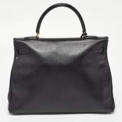 Hermes Black Gulliver Leather Gold Finish Kelly 35 Bag