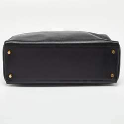 Hermes Black Gulliver Leather Gold Finish Kelly 35 Bag