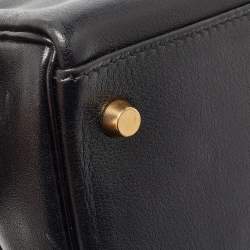 Hermes Black Gulliver Leather Gold Finish Kelly 35 Bag