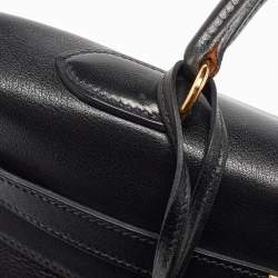 Hermes Black Gulliver Leather Gold Finish Kelly 35 Bag