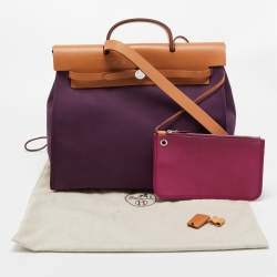 Pre Owned Hermès Fauve/Cassis/Tosca Canvas and Leather Herbag Zip 39 Bag