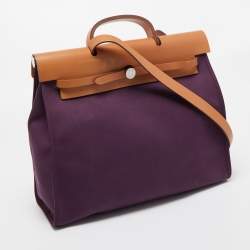 Pre Owned Hermès Fauve/Cassis/Tosca Canvas and Leather Herbag Zip 39 Bag