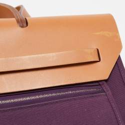 Pre Owned Hermès Fauve/Cassis/Tosca Canvas and Leather Herbag Zip 39 Bag