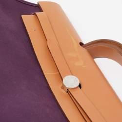 Pre Owned Hermès Fauve/Cassis/Tosca Canvas and Leather Herbag Zip 39 Bag