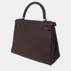 HERMES Kelly 28 Inner stitching Chocolate Palladium hardware K stamp [