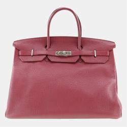 Hermes 35cm Gris Tourterelle Clemence Leather Birkin Bag with, Lot #58069