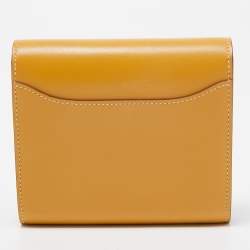 Hermes Paille/Ficelle Lizard /Tadelakt Leather Constance Compact Wallet
