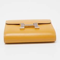 Hermes Paille/Ficelle Lizard /Tadelakt Leather Constance Compact Wallet