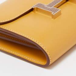 Hermes Paille/Ficelle Lizard /Tadelakt Leather Constance Compact Wallet