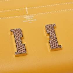 Hermes Paille/Ficelle Lizard /Tadelakt Leather Constance Compact Wallet