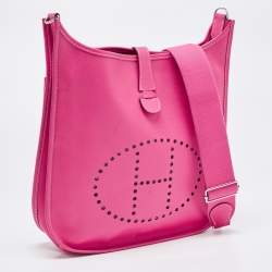 Hermes Rose Tyrien Epsom Leather Evelyne III GM Bag