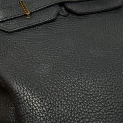 Pre Owned Hermes Black Taurillon Clemence Leather Gold Finish Birkin 35 Bag